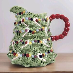 Vtg Christopher‎ Radko Traditions Holiday Celebrations Holiday Tree Pitcher